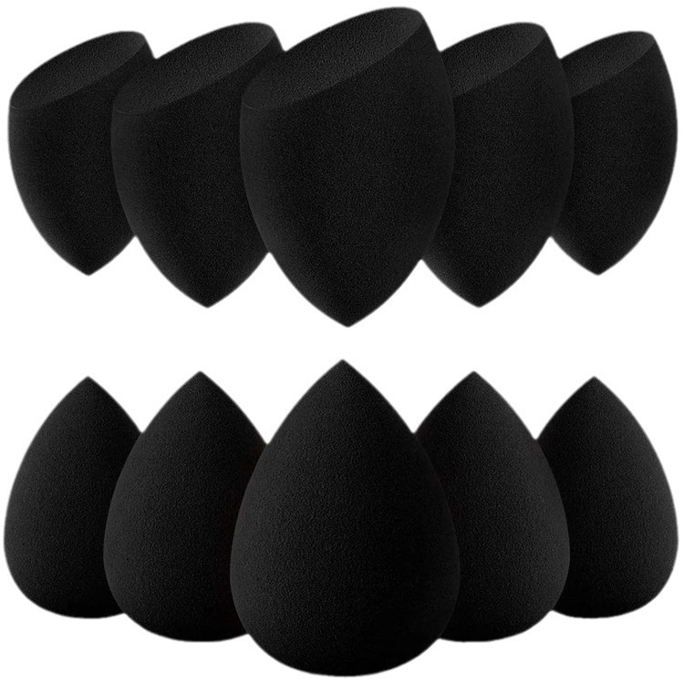 Huevos de maquillaje negros transfronterizos envasados independientes, seco y húmedo, no comer polvo de esponja de látex, polvo de maquillaje al por mayor.