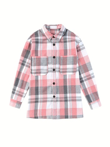 Women's Plaid Shirt Polyester Long Sleeve Cross-border Dropshipping
