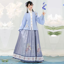 春季新款明制汉服女成人古装中国风超仙重工刺绣立领对襟齐腰襦裙