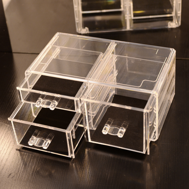 Caja de almacenamiento de cosméticos transparente de escritorio tipo cajón apilable productos para el cuidado de la piel caja de organización caja de clasificación de acrílico transfronteriza