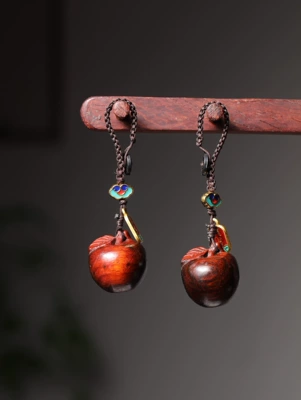 Sandalwood Apple Rearview Mirror Pendant Car Hanging Ornament New Car Gift Health and Safety Tassel Decoration Gift (Car hanging) - apple-rosewood-ping-an-brand-