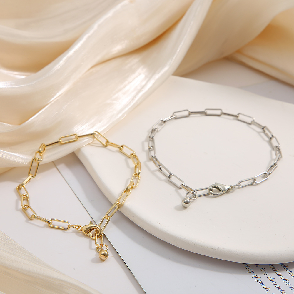 Personalized Paperclip Chain Necklace Gold Plated Punk Style_voghion.com