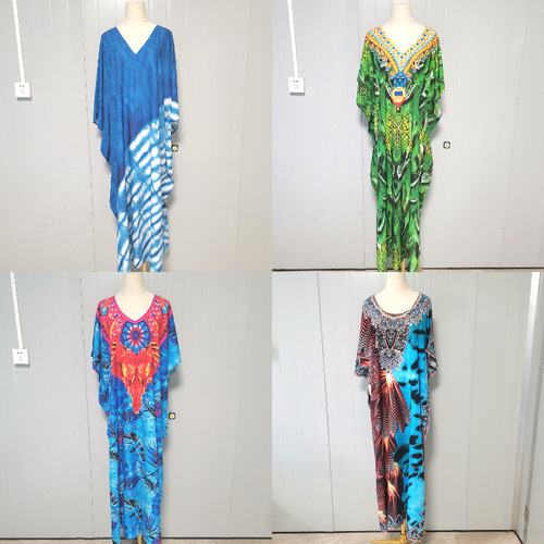 European and American Style Quick-Drying Printed Robe Holiday Bikini Sunscreen Shirt Swimsuit Cover-up 5D192