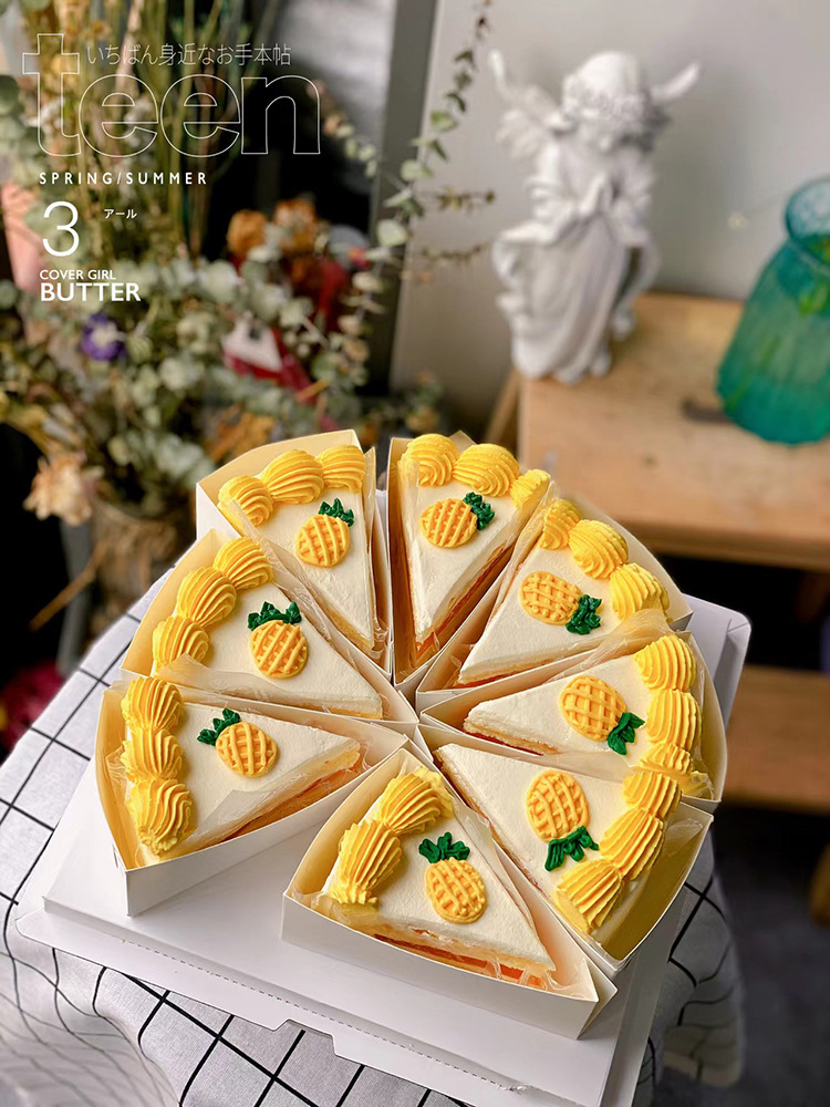 切块蛋糕包装盒千层慕斯切件打包盒三角形慕斯盒蛋糕托甜品三角盒