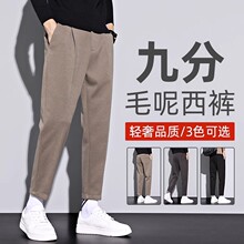 九分毛呢西裤男直筒休闲裤2023秋冬季新款秋冬款男士秋季加绒裤子