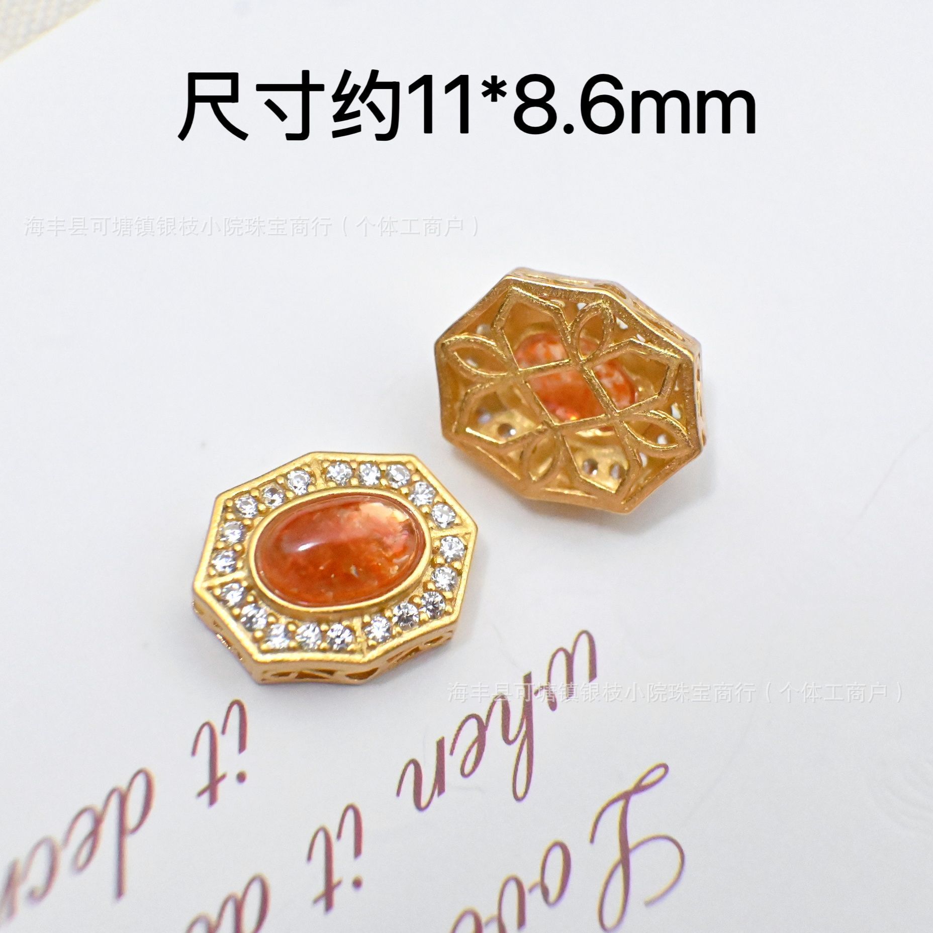 Manufacturer Wholesale S925 Silver Inlaid Natural Gold Sunstone Crystal DIY Through-Hole Accessories Spacer Bead Pendant Bracelet Material
