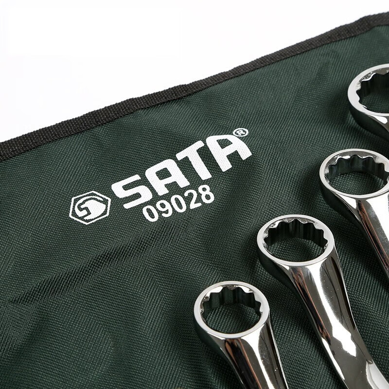 SATA 09028 11 piezas completamente pulido conjunto de llave de ciruela doble