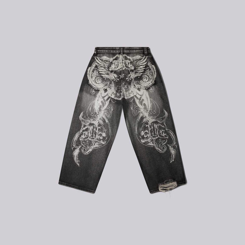 European and American Style Cross-Border 2025 New Washed Jeans for Men and Women Retro High Street Y2K Trendy Brand Straight Pants Ins