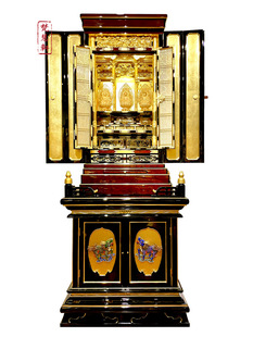 Guangmiao No. 20 red-faced solid wood gold foil Buddha Niche stand cabinet home art Buddha cabinet hand-carved platform manufacturer