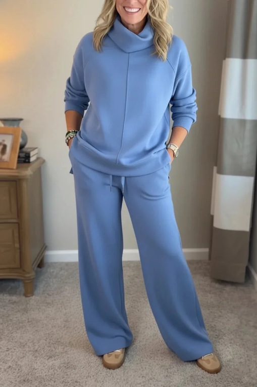 Women's High Neck Sweatshirt Solid Colour Casual Elegant Autumn Top_voghion.com