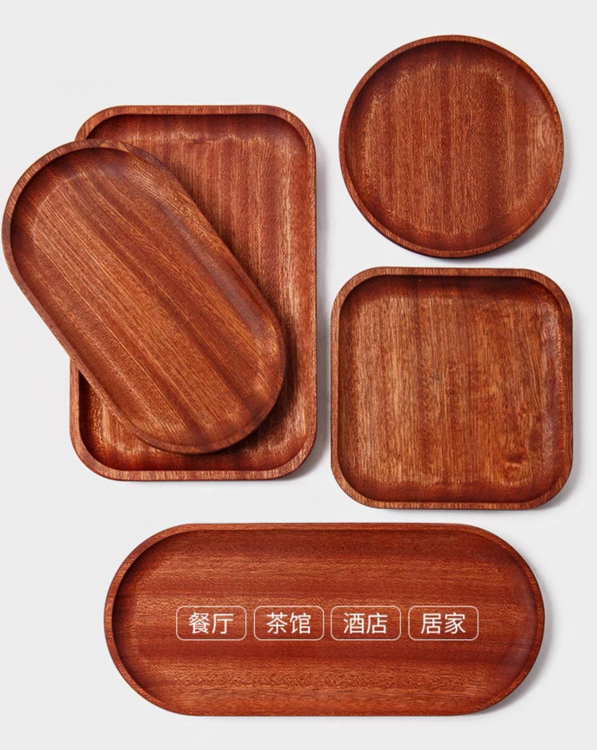 bandeja de madera de árbol de ebano, bandeja de almacenamiento de aire, plato de comedor oval japonés, pastel, pan, café, té, plato de madera sólida image 3