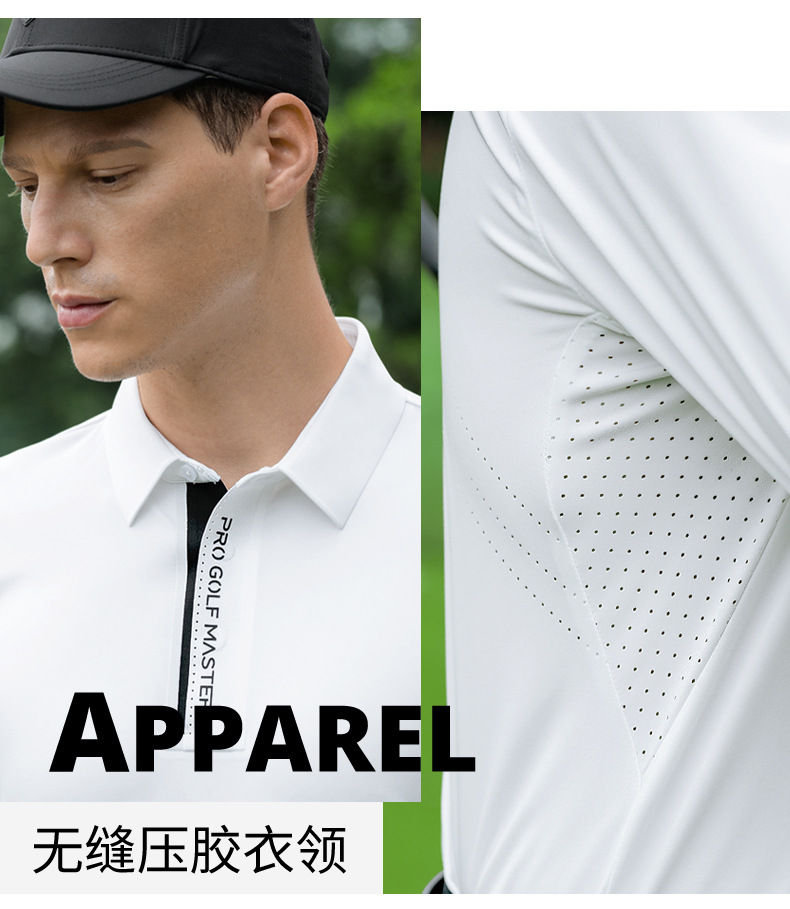 Áo polo nam dài tay golf cao cấp co giãn, nhanh khô thoáng khí — Tay áo dài màu trắng [cổ áo liền mạch/lỗ thông gió bằng laser/hút ẩm và khô nhanh] YF820 chi tiết 10