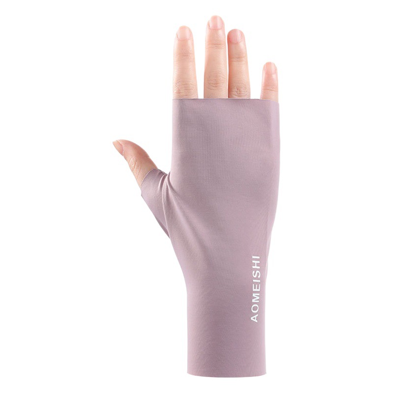 Guantes de medio Dedo de protección solar de seda de hielo para mujer verano protección UV manicura guantes sin dedos protección solar conducción guantes de equitación