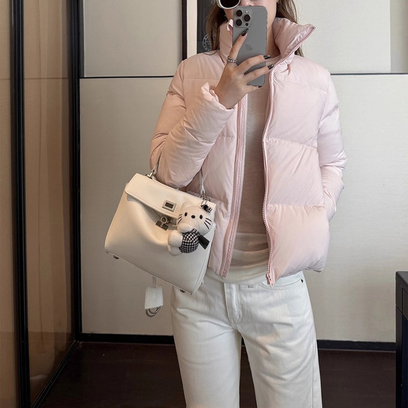 冬日甜心白鸭绒粉色羽绒服女2025冬季小个子面包服外套加厚保暖|undefined