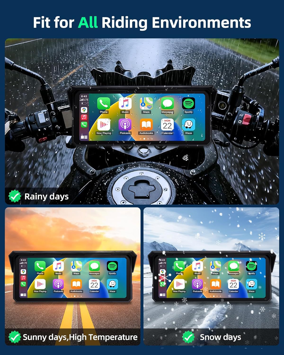 Cross-Border 8.1inch Motorcycle Carplay Dual-Lens Dash Cam Wifi Bluetooth Car Navigation Device