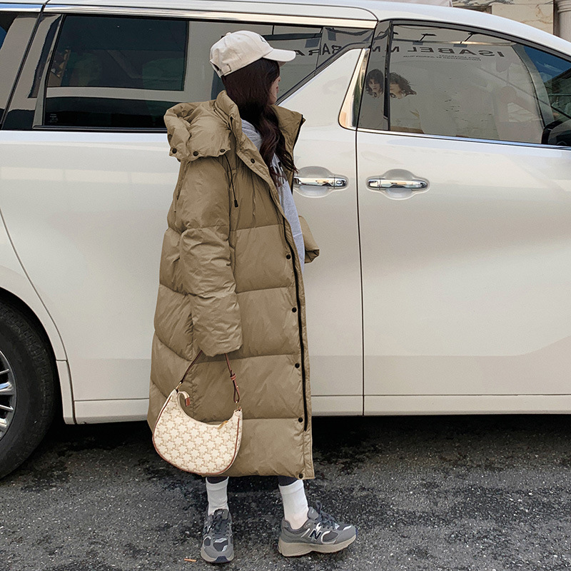 Chaqueta de Algodón con Capucha Holgada de Moda para Mujer, Invierno 2025, Chaqueta Acolchada Extra Larga y Gruesa, Abrigo Cálido