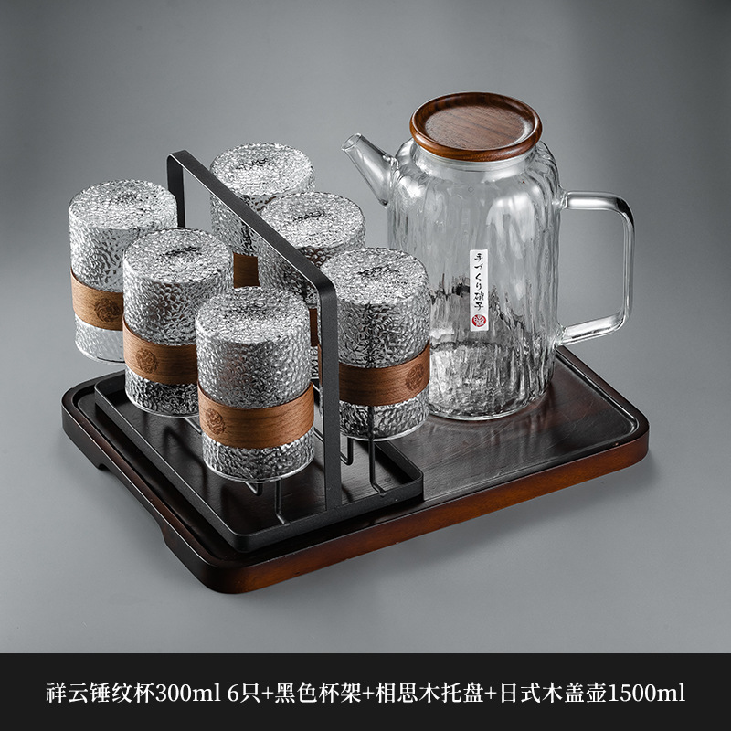 Nuevo chino patrón vertical taza de vidrio hogar de alta temperatura resistente taza de té hervidor de agua traje taza de beber anti-escaldado sala de estar hospitalidad