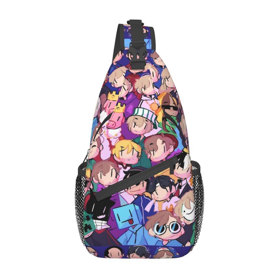 Bolso de pecho con estampado de dibujos animados transfronterizos Bolso de mensajero para hombre Bolso de pecho casual ligero de gran capacidad Bolso de lona simple para mujer de alto valor