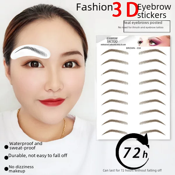 European and American Export 3D Bionic Eyebrow Semi-Permanent Eyebrow Tattoo Embroidery Eyebrow Sticker Water Transfer Sticker Waterproof Lazy Imitation 6D