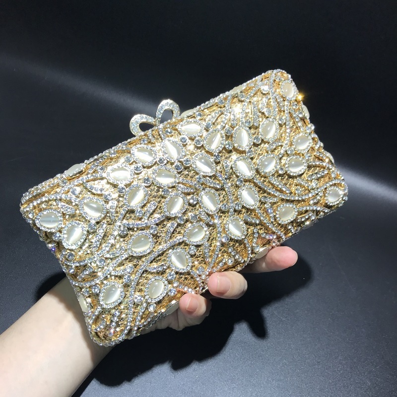 * Bolsa de diamante de ojo de gato bolsa de cena de cristal de metal bolso de diamantes hecha a mano bolso de damas AliExpress duro