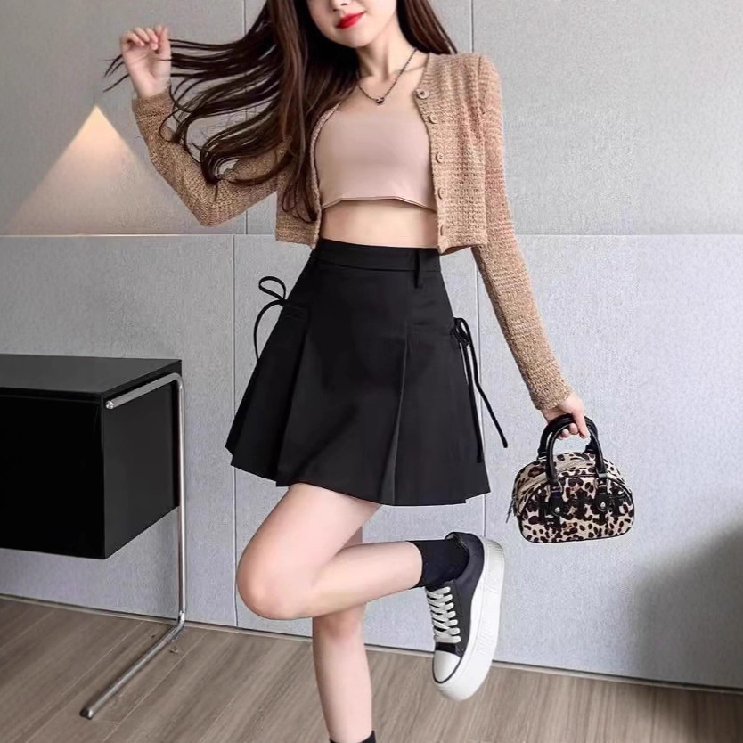 不规则西装半身裙子女春秋2025年新款半裙a字百褶短裙小个子穿搭