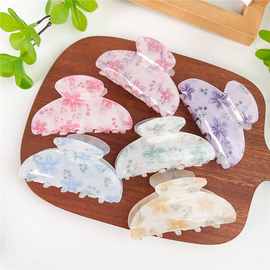 亚克力印花抓夹笑脸发夹大号鲨鱼夹甜美少女心发饰饰品女跨境专供