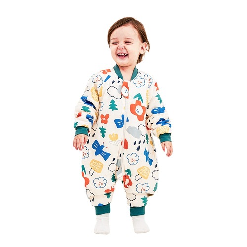 Wilberu baby sleeping bag autumn and winter constant temperature removable half-sleeve split-leg baby and older children thick anti-kick quilt
