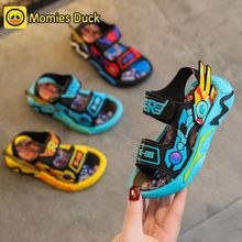2023新款儿童凉鞋男童韩版休闲软底超帅机甲卡通外穿上学男孩凉鞋