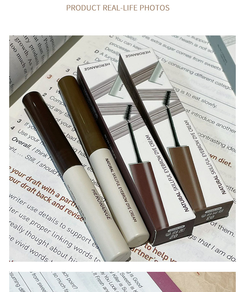 HERORANG's natural and ingenious eyebrow dyeing cream makes each eyebrow distinct and naturally three-dimensional. Wild eyebrows are long-lasting and less likely to smudge across borders undefined