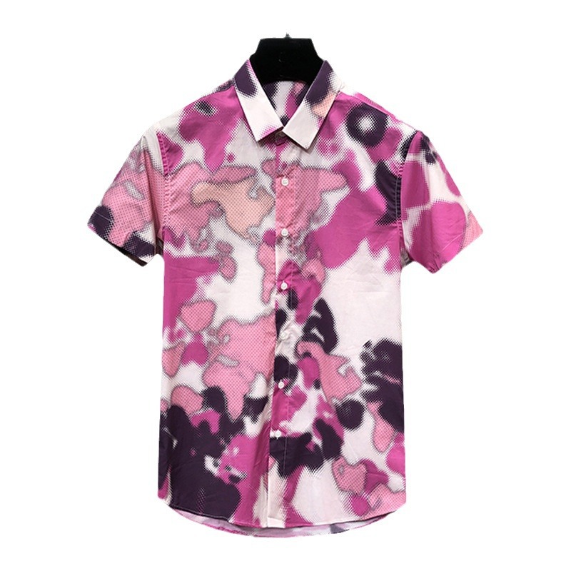 Camisas de verano europeas de lujo ligero de alto nivel de moda masculina camisa de color universal camisa de manga corta de hombre camisa de base