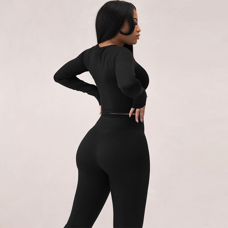 ActiveGo 2025 Autumn Winter New Fashion Long Sleeve Slim Top High Elastic Sports Yoga Pants Set Trendy Wholesale_desvips.com