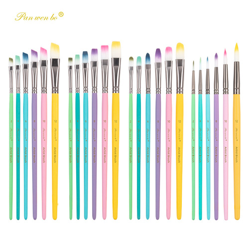 Cross-border macaron color series 6 brush set art diy painting water chalk acrylic paint oil painting brush