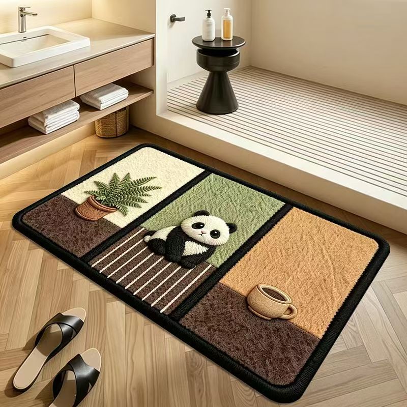 Cute animal patterned floor mat for entrance door, wear-resistant decorative doormat, bathroom absorbent non-slip foot mat, available for delivery
