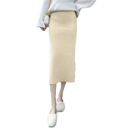 Long autumn and winter knitted half-body long skirt with high waist straight tube skirt, versatile long slimming sweater skirt 
