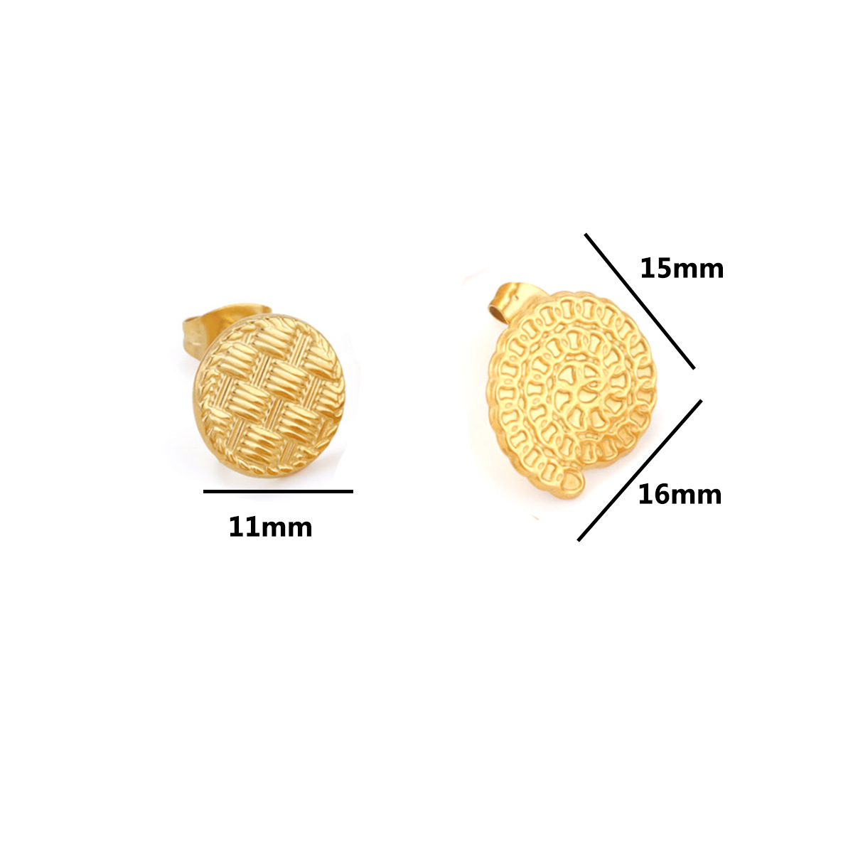 Acero inoxidable trenzado roscado pendientes accesorios de acero titanio pendientes DIY hecho a mano redondo con anillo chapado en oro pendientes Accesorios