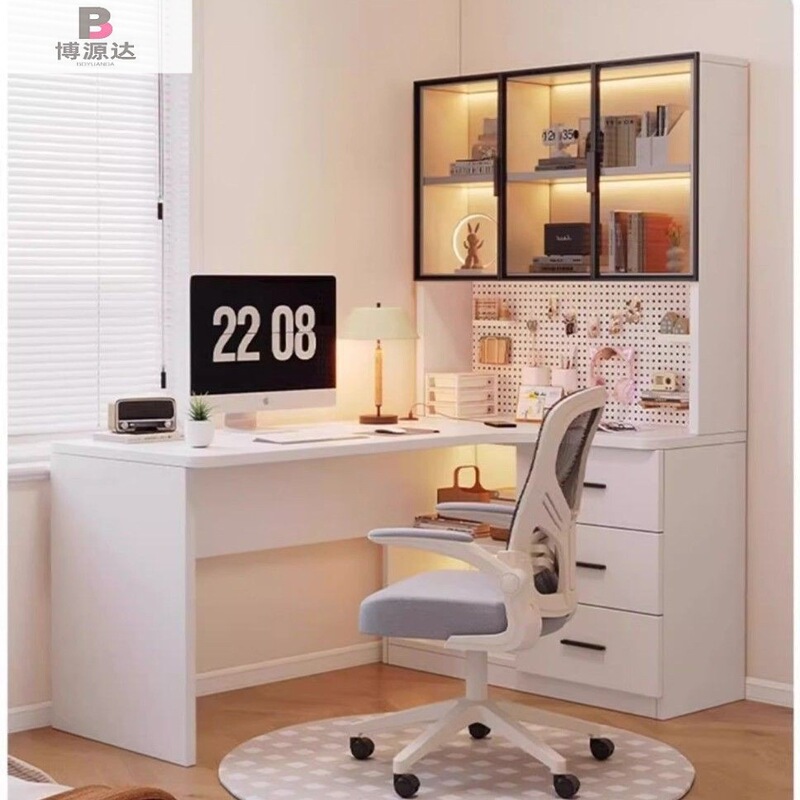 Corner Integrated Desk with Simple Bookshelf, Student Desk with Bookcase, Bedroom Home Office Writing Desk, Computer Desk Corner Integrated Desk with Simple Bookshelf, Student Desk with Bookcase, Bedroom Home Office Writing Desk, Computer Desk