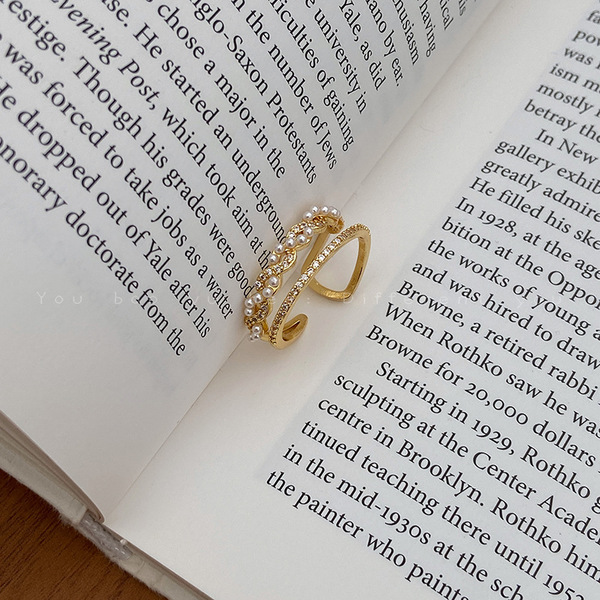 One size design sophisticated adjustable ring pearl with pigtail…