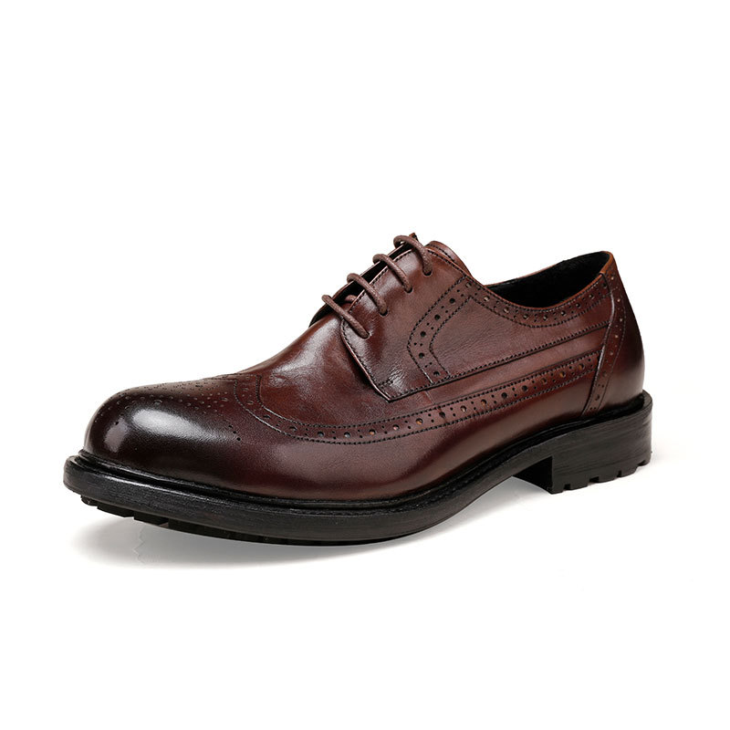 Vintage cowhide Derby wedding shoes Fashion Brock carved business formal casual leather shoes for men plus size men's shoes_vogvips.com