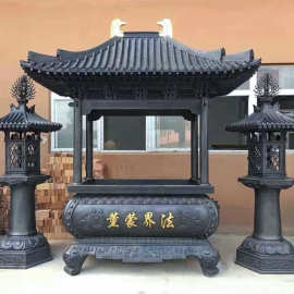 寺庙铸铁烧香炉大型室外香炉宗祠烧纸化钱炉祠堂八角柱带盖上香炉