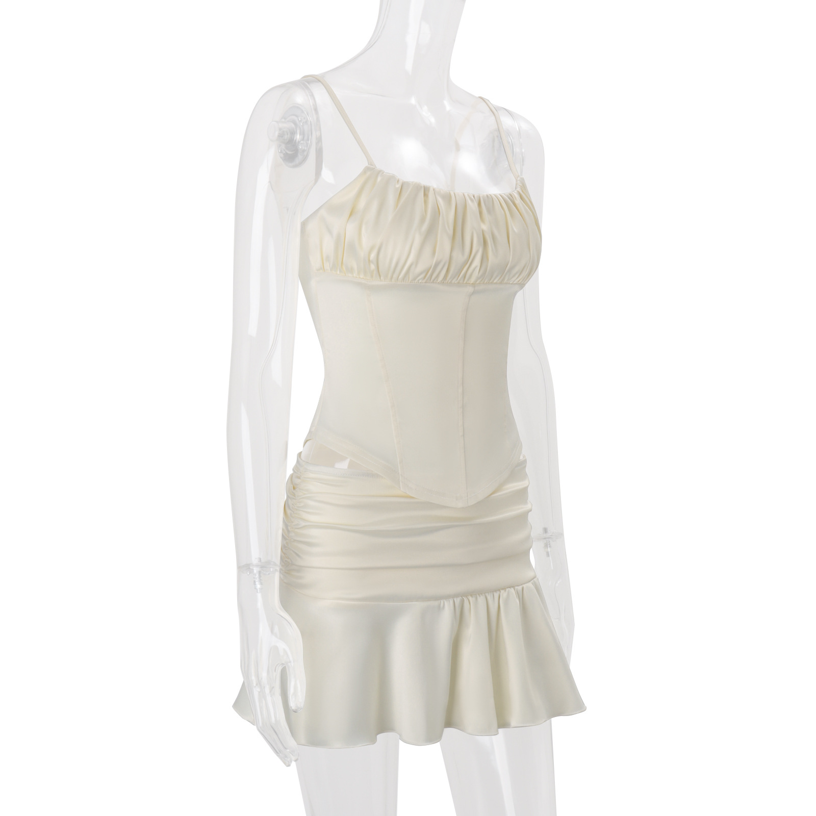 Europe, America 2026 Spring Women's Clothing New French Sexy Temperament Suspender Halter Vest Ruffle Edge Fishtail Skirt Set_ecoleips.com