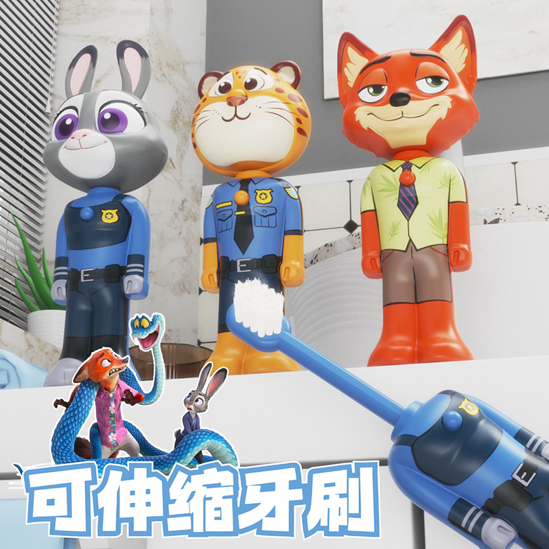 Zootopia Loca 2 netizens Nick Judy deformado cepillo de dientes de pelo suave de pelo fino niños cepillo de dientes retráctil para lavar