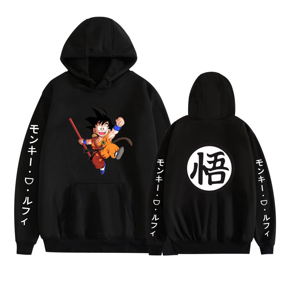 Hombre japonés transfronterizo nuevo estilo Dragon Ball Monkey King estampado casual moda suelta hombres y mujeres sudadera con capucha anime hoodie