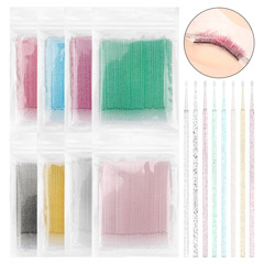 Wholesale eyelash grafting auxiliary tools, eyelash cleaning cotton swabs, crystal rod bags, 100 pieces per pack eyelash cotton sticks