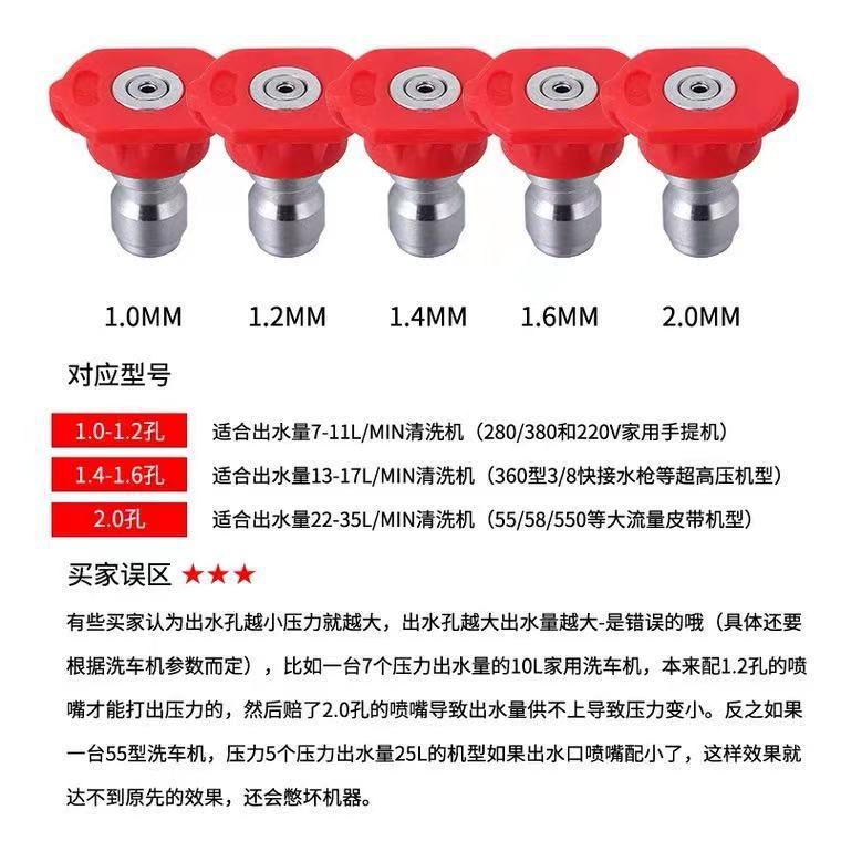 Car Wash Water Gun Nozzle 1/4 Quick-Connect Fan-Shaped Nozzle 5 Colors 7 Colors 0/15/25/40 Degree Gun Head High-Pressure Special