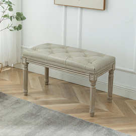 美式换鞋凳实木家用门口化妆凳卧室衣帽间凳子长条餐凳沙发床尾凳