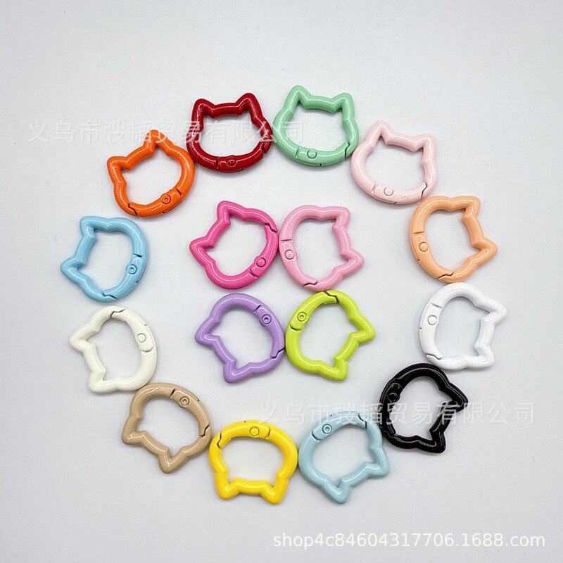 Colorful Kitten Spring Rings, Painted Spring Clasps, Open DIY Jewelry Keychain Accessories, Alloy Connecting Rings Colorful Kitten Spring Rings, Painted Spring Clasps, Open DIY Jewelry Keychain Accessories, Alloy Connecting Rings