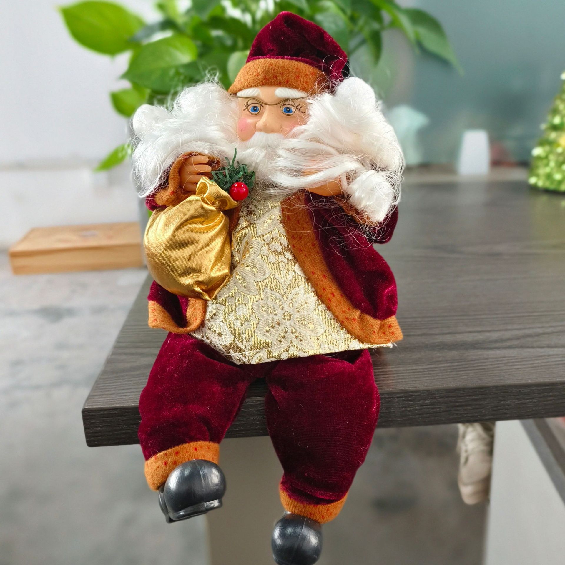 Transfronterizos nuevos papá Noel tela de peluche 35cm muñeca de papá Noel decoración de ventanas de navidad