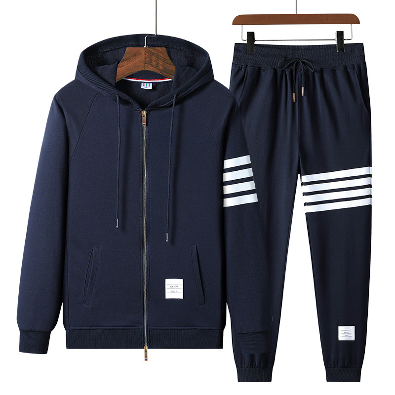 Primavera y otoño transfronterizos trajes de ocio de moda para hombres chaqueta con capuzas pantalones deportivos de comercio exterior marca de moda de dos piezas