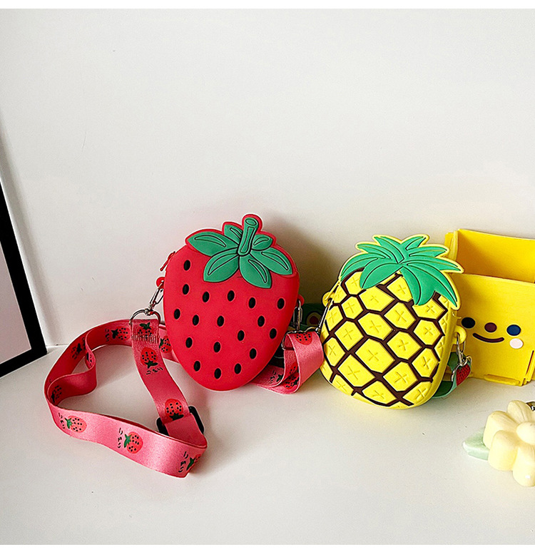 Kinder Klein Pvc Frucht Ananas Süß Quadrat Reißverschluss Umhängetasche display picture 2