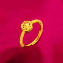 黄铜镀金猫眼转运珠戒指 越南沙金猫眼转运珠戒指饰品送女友礼物